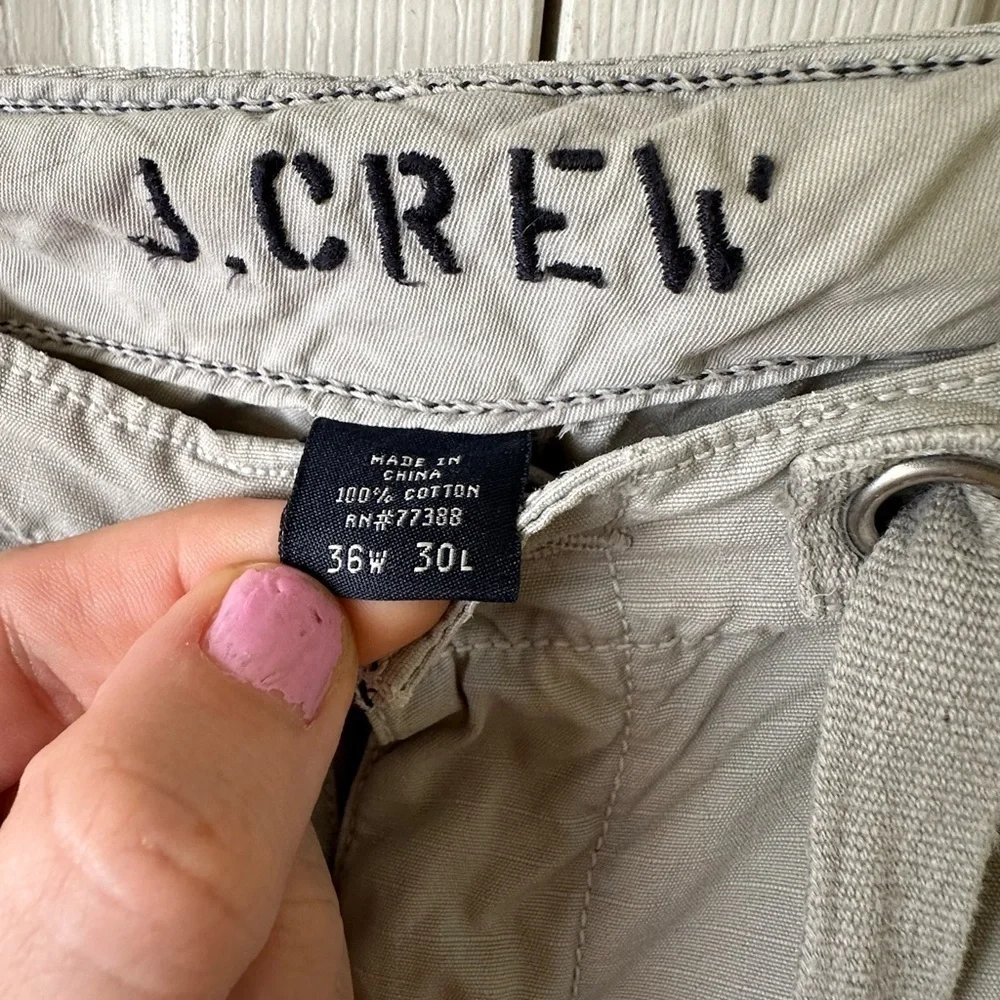 J Crew Pants Mens 36x30 Canvas Chino Lightweight Gray Drawstring Ankle Summer